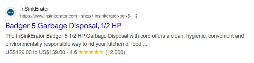 Example of a product rich result on Google's search engine results page