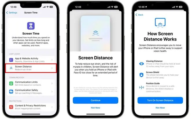 Screen DIstance in Apple iOS 17