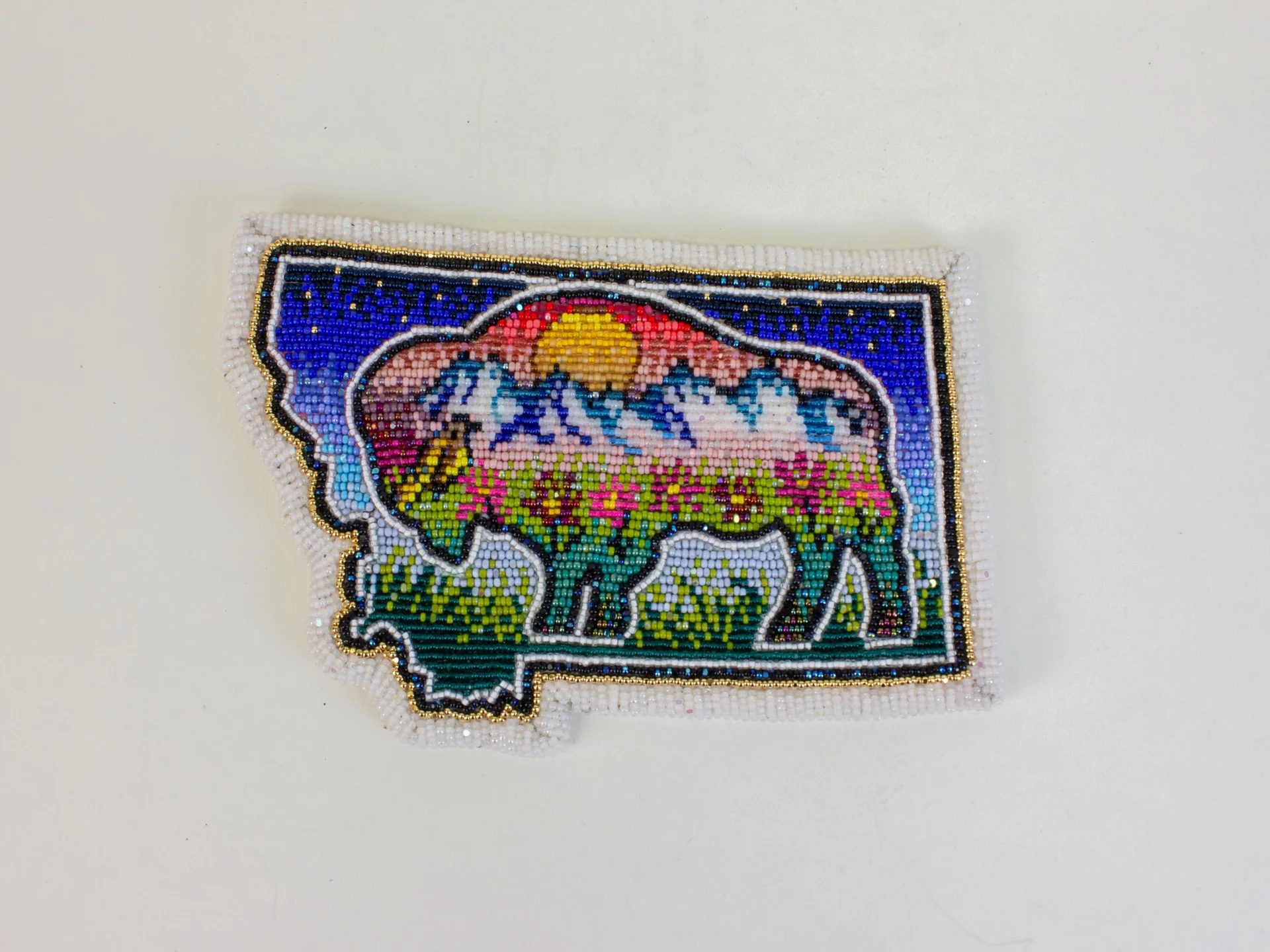 Beaded artwork created by a Crow / Hidatsa / Arikara artist for Montana's contribution to the America 250 time capsule.
