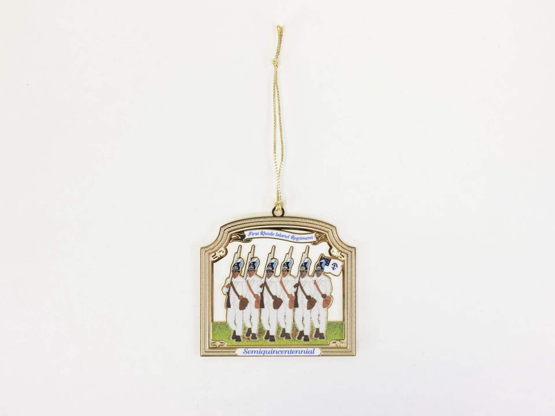 The First Rhode Island Regiment Holiday Ornament included in the America 250 time capsule.