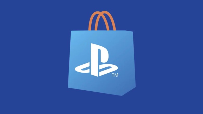 The PlayStation Store shopping bag logo on a blue background